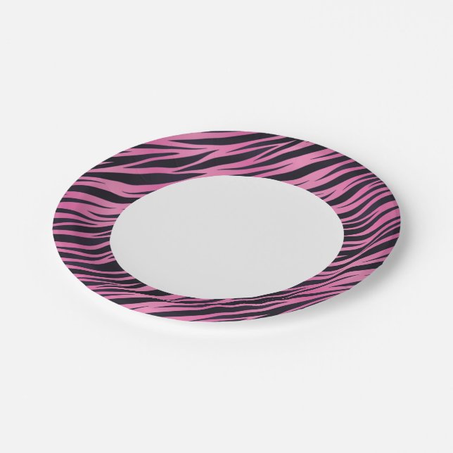 Hintergrund des rosa Zebrastreifen Pappteller (Schrägansicht)
