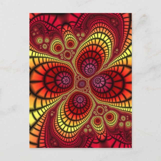 Hintergrund des roten Fraktals Postkarte (Vorderseite)