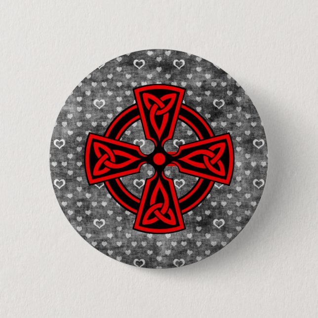 Hintergrund des roten keltischen Kreuzes Button (Vorderseite)
