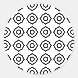 Hintergrund des Schwarz-weißen Octagon Runder Aufkleber