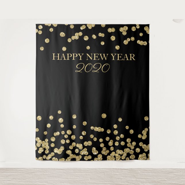Hintergrund des Silvester Party Gold Glitzer Confe Wandteppich (Vorderseite)