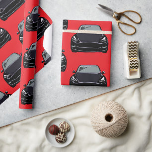 Hintergrund des SUV-Autos mit schwarzem Elektrofah Geschenkpapier
