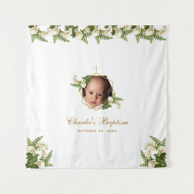 Hintergrund des Taufes Foto - Calla Lilies Gold Fl Wandteppich (Vorderseite)