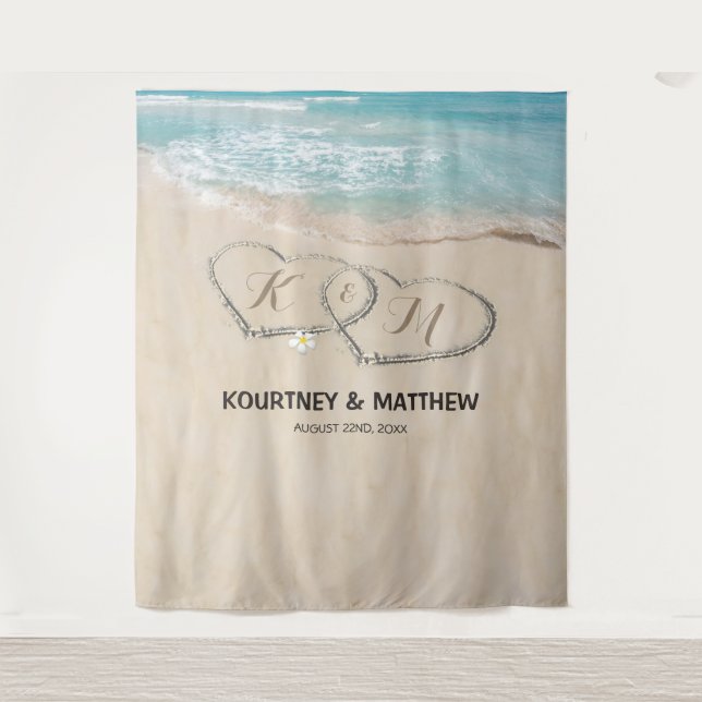 Hintergrund des tropischen Beach-Hochzeit-Fotos Wandteppich (Vorderseite)