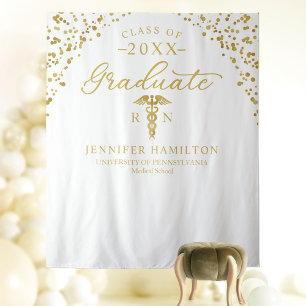 Hintergrund des White-Gold-Abschlusses der Medizin Wandteppich