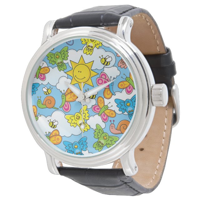 Hintergrund für Baby-Tiere Armbanduhr (Schrägansicht)