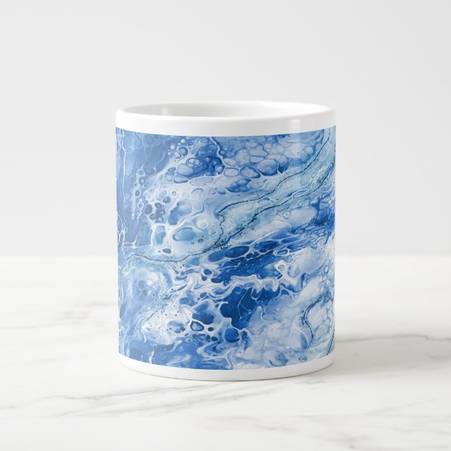 Hintergrund für blaues Abstraktes Marmor Jumbo-Tasse (Vorderseite)