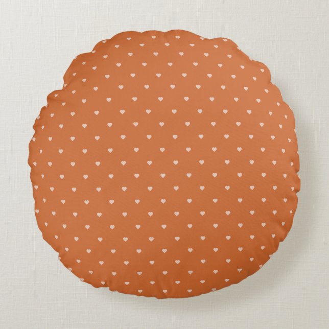 Hintergrund für Burnt Orange Mini-Herzen Rundes Kissen (Vorderseite)