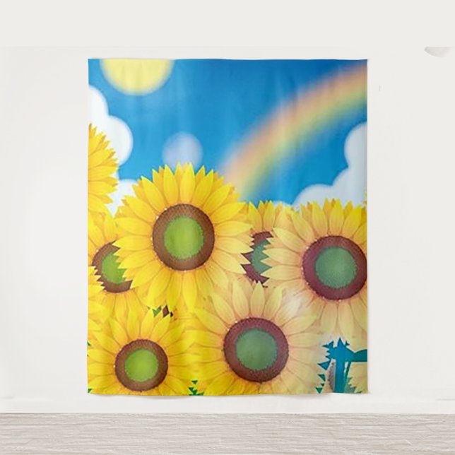 Hintergrund für das Foto von Sonnenblumen Wandteppich (Vorderseite)