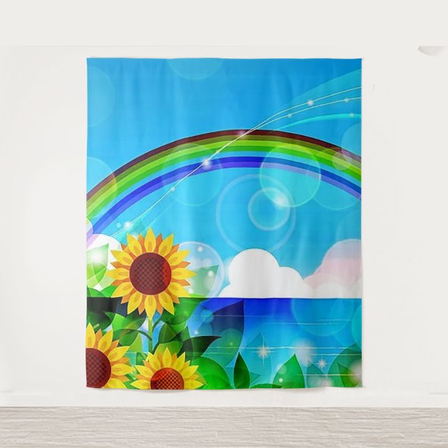 Hintergrund für das Foto von Sonnenblumen Wandteppich (Vorderseite)