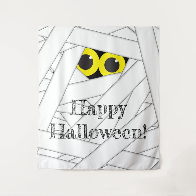 Hintergrund für das Whimsical Mummy-Halloween-Part Wandteppich (Vorderseite)