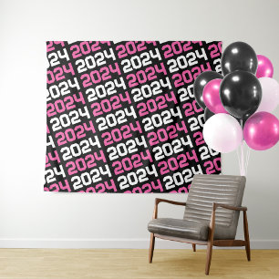 Hintergrund für den Schwarzweiß-Rosa-Abschluss Wandteppich