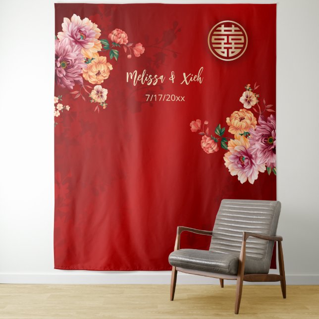 Hintergrund für die Hochzeit von Peony Chinese Wandteppich (Beispiel)