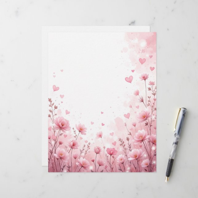 Hintergrund für ein Papierschreiben für Valentin Briefbogen (Vorderseite/Rückseite Beispiel)