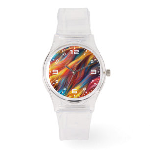 Hintergrund für farbenfrohe Pelzfelle-68454 Armbanduhr