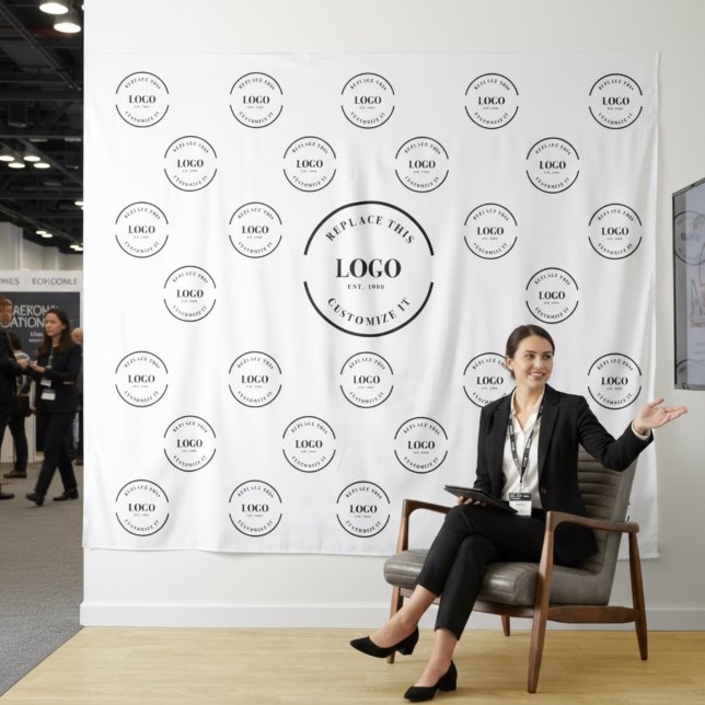 Hintergrund für Firmenlogo Sofortschritt und Wiede Wandteppich (Step and repeat logo backdrop with custom branding.)