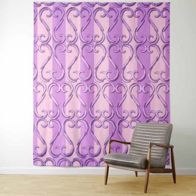 Hintergrund für gezogene Herzen Rosa und Lila Foto Wandteppich (Beispiel)