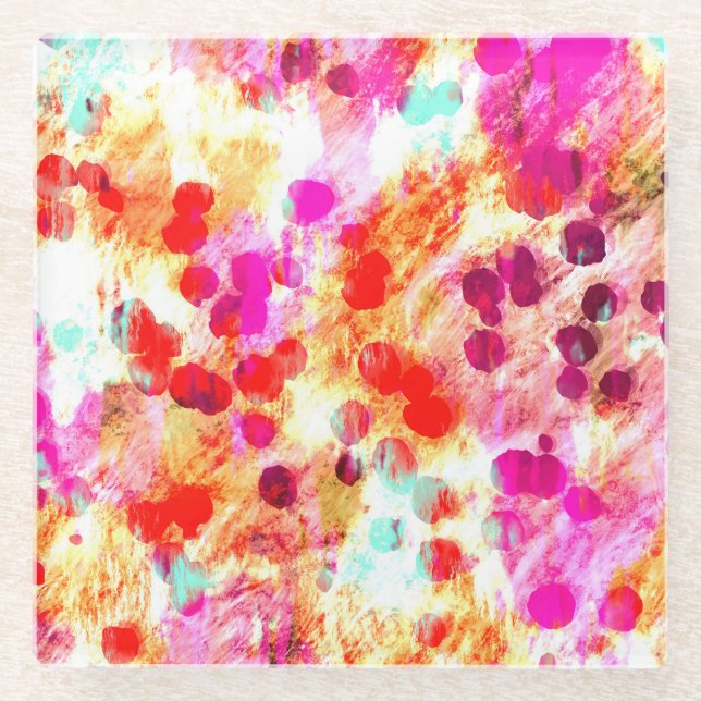 Hintergrund für Grunge-Farbpunkte Glasuntersetzer (Vorderseite)
