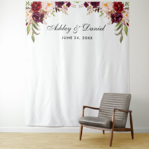 Hintergrund für Hochzeiten Burgundy Floral Foto St Wandteppich