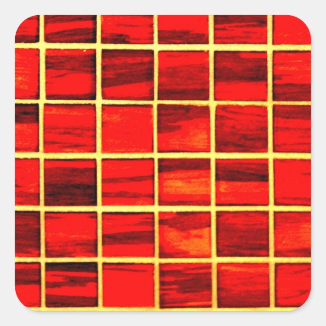 Hintergrund für kleine rote Fliesen Quadratischer Aufkleber (Vorderseite)