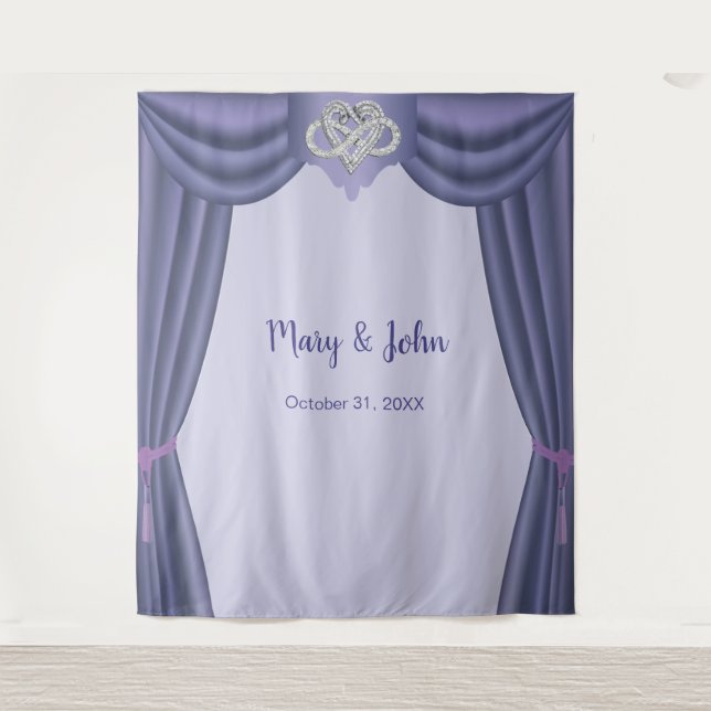 Hintergrund für lila Blue Infinity Heart Wedding Wandteppich (Vorderseite)
