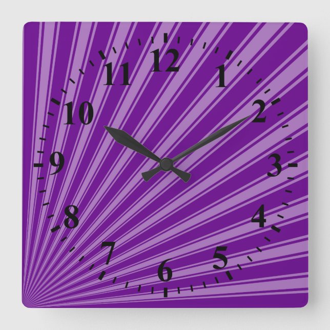 Hintergrund für Lila Funky Sun Rays Quadratische Wanduhr (Vorderseite)