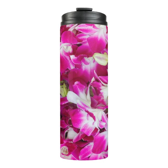 Hintergrund für lila orchid-Blume Thermosbecher (Vorderseite)