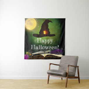 Hintergrund für Magic Hat & Zauberbuch Halloween-P Wandteppich