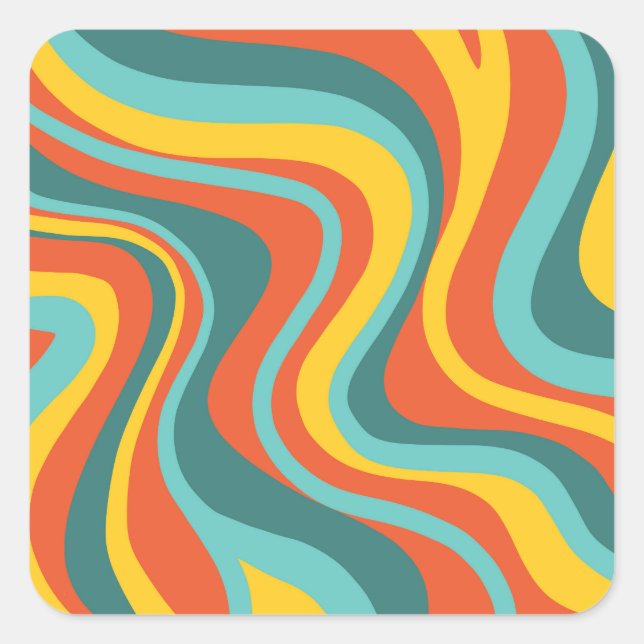 Hintergrund für Retro 70er-Wirbel Quadratischer Aufkleber (Vorderseite)