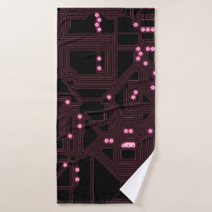 Hintergrund für rosa Mikrochip-Schaltung, 3d, ab Badehandtuch