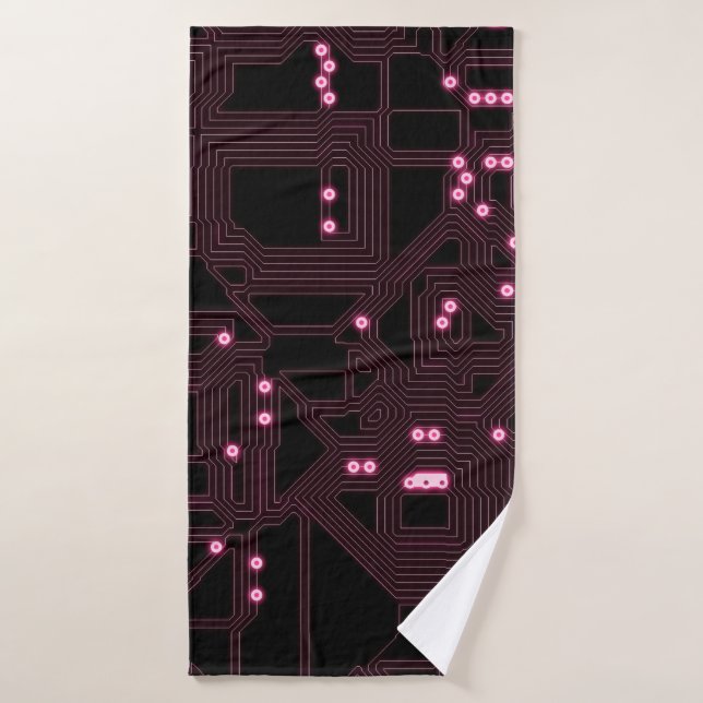 Hintergrund für rosa Mikrochip-Schaltung, 3d, ab Badehandtuch (Badehandtuch)