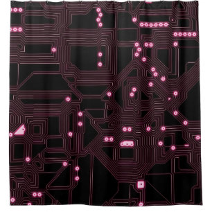 Hintergrund für rosa Mikrochip-Schaltung, 3d, ab Duschvorhang