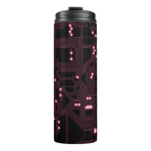Hintergrund für rosa Mikrochip-Schaltung, 3d, ab Thermosbecher