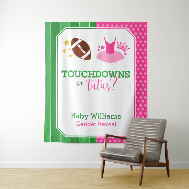 Hintergrund für Touchdowns oder Tutus Gender Revea Wandteppich (Beispiel)