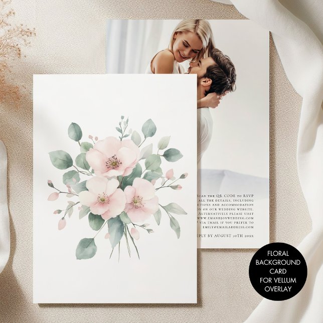 Hintergrund für Vellum Tinted Pink Florals Hochzei Einladung (Von Creator hochgeladen)