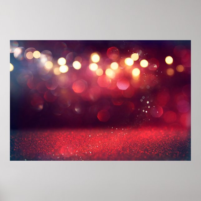 Hintergrund für Vintage Lichter aus rotem Glitzer. Poster (Vorne)