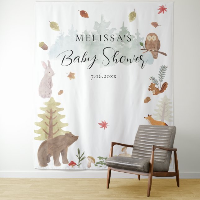Hintergrund für Waldtiere Babydusche Wandteppich (Beispiel)