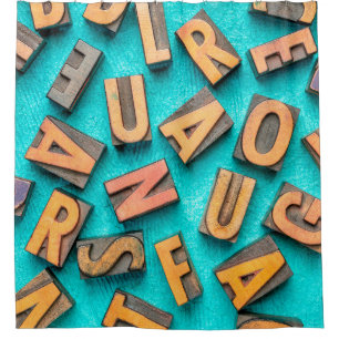 Hintergrund für zufällige Buchstaben - Vintager Te Duschvorhang