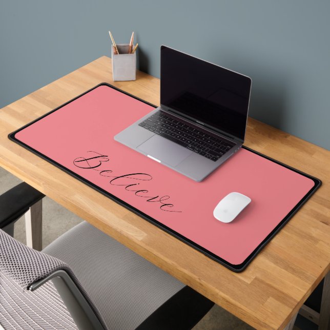 Hintergrund "Glaube" Schwarze Koralle Rosa Schreibtischunterlage (Büro 2)