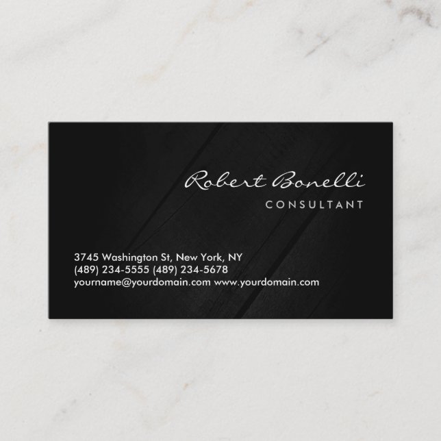 Hintergrund Holz Moderne Grau Black Business Card Visitenkarte (Vorderseite)
