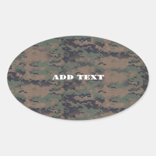 Hintergrund militärischer digitaler Wälder Ovaler Aufkleber
