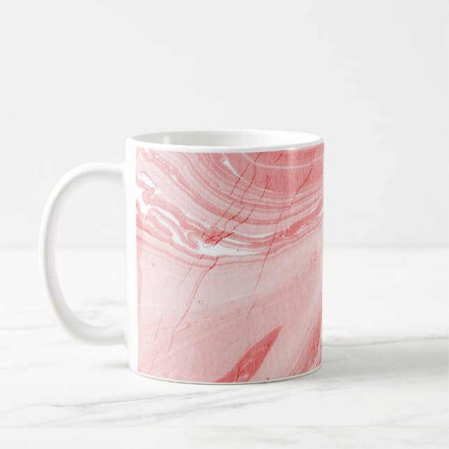 Hintergrund mit abstrakter Farbmarmorstruktur. Kaffeetasse (Links)