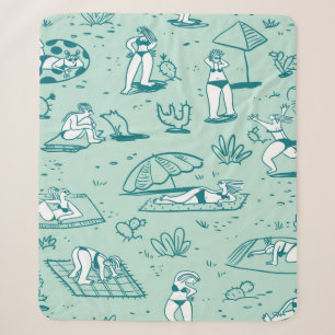 Hintergrund mit den sommerlichen Strandmädchen. N Sherpadecke