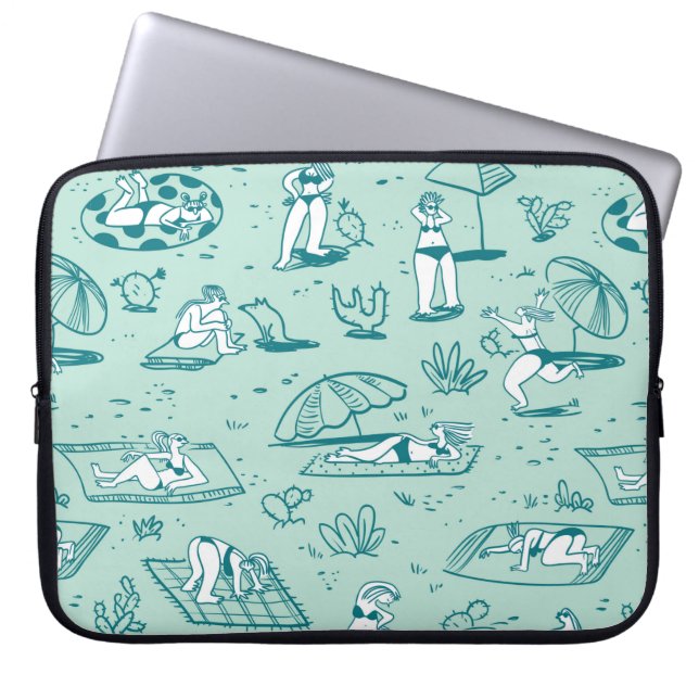 Hintergrund mit den sommerlichen Strandmädchen. Na Laptopschutzhülle (Vorderseite)