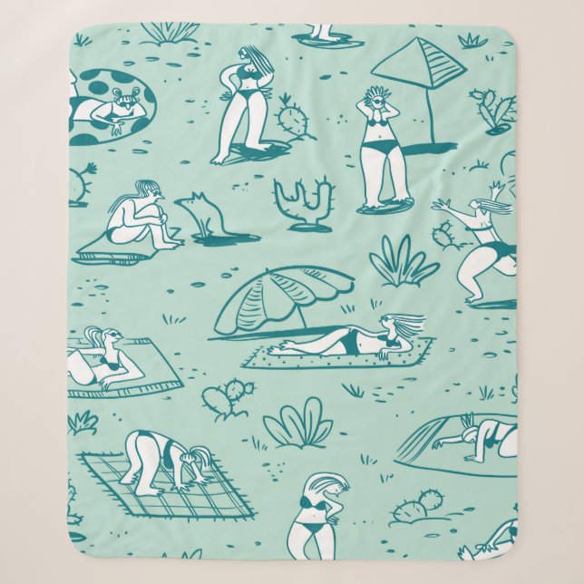 Hintergrund mit den sommerlichen Strandmädchen. Na Sherpadecke (Vorderseite)