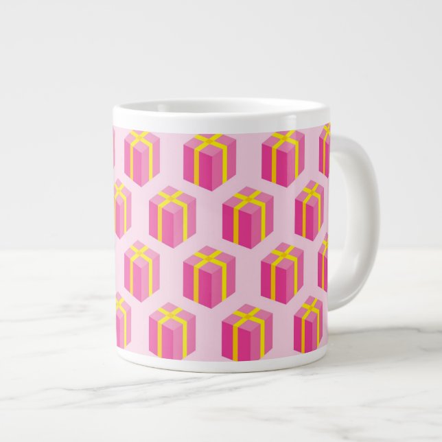 Hintergrund mit Geschenken Jumbo-Tasse (Vorderseite Rechts)