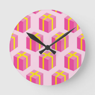 Hintergrund mit Geschenken Runde Wanduhr