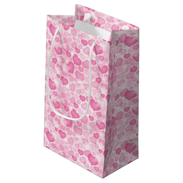 Hintergrund mit Herzen Kleine Geschenktüte (Rückseite Schrägansicht)