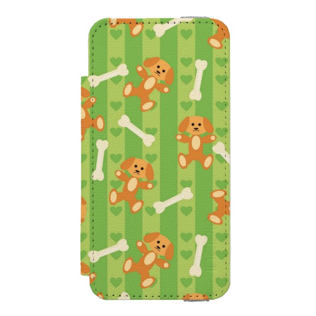 Hintergrund mit Hunden und den Knochen Incipio iPhone Geldbeutel-Hülle (Folio Vorderseite)