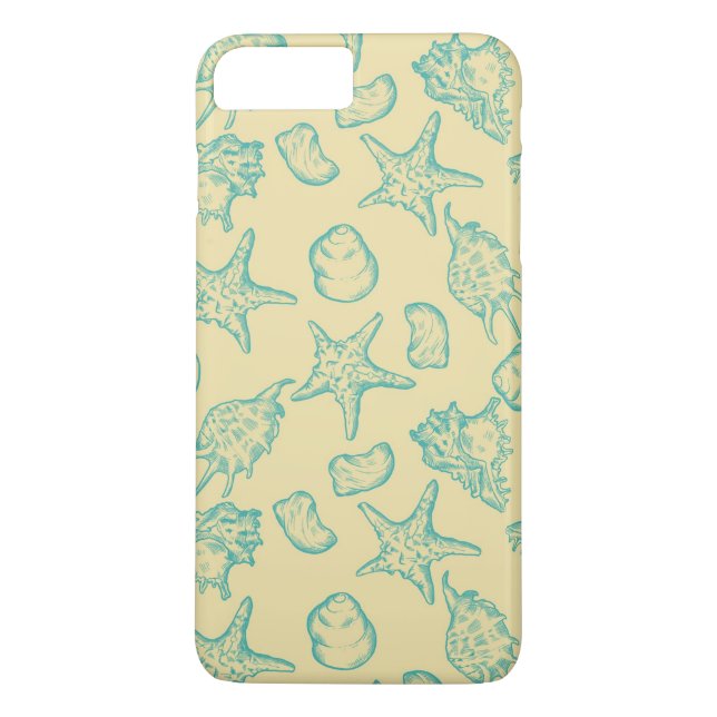 Hintergrund mit Muscheln. Hand gezeichnet Case-Mate iPhone Hülle (Rückseite)